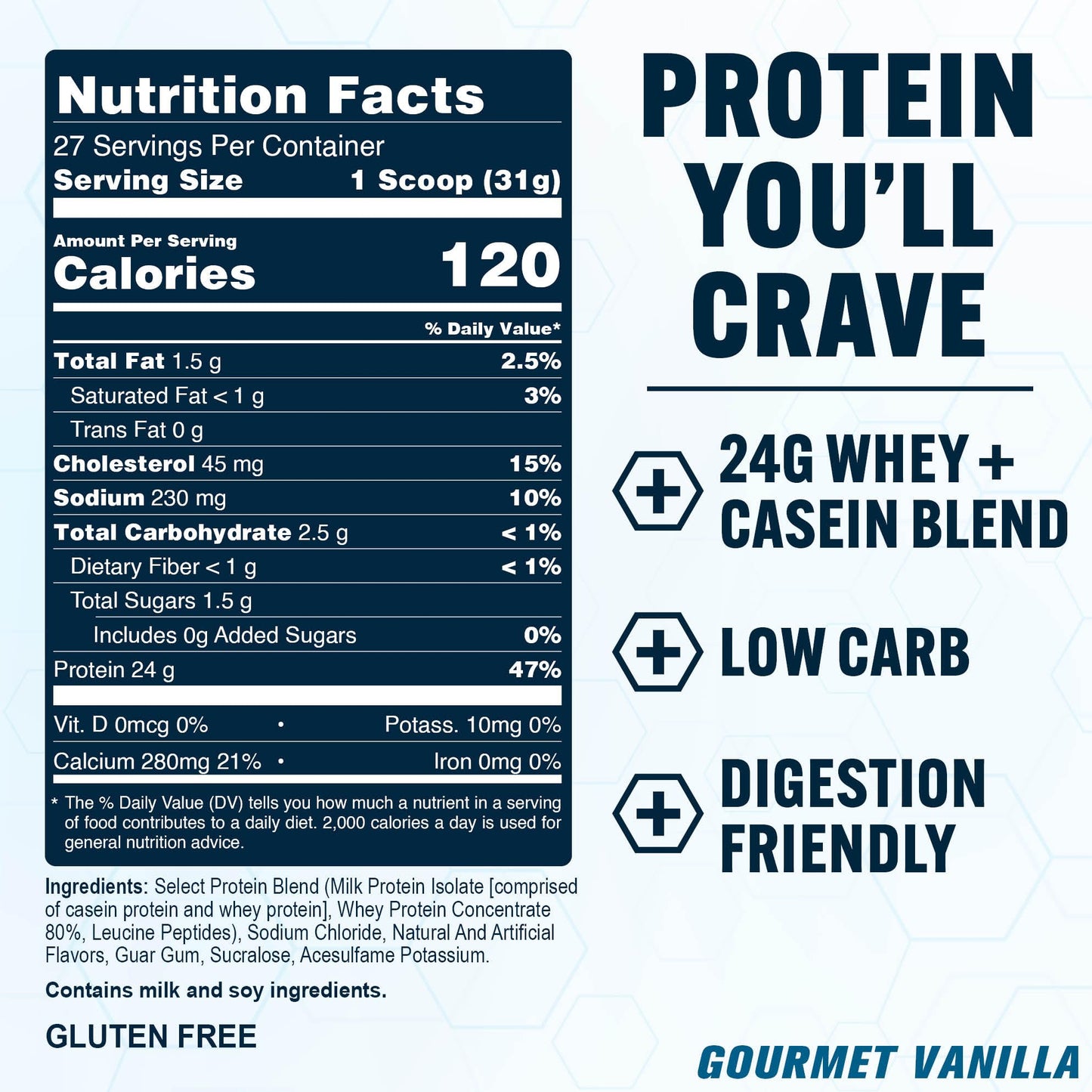 PEScience Select Protein Powder, Whey and Casein Blend, Lean Protein Powder for Women and Men, Low Calorie, Low Carb, Keto Friendly, Gluten Free, Gourmet Vanilla - 27 Servings - dailyvitalstore