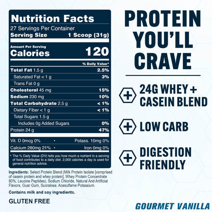 PEScience Select Protein Powder, Whey and Casein Blend, Lean Protein Powder for Women and Men, Low Calorie, Low Carb, Keto Friendly, Gluten Free, Gourmet Vanilla - 27 Servings - dailyvitalstore