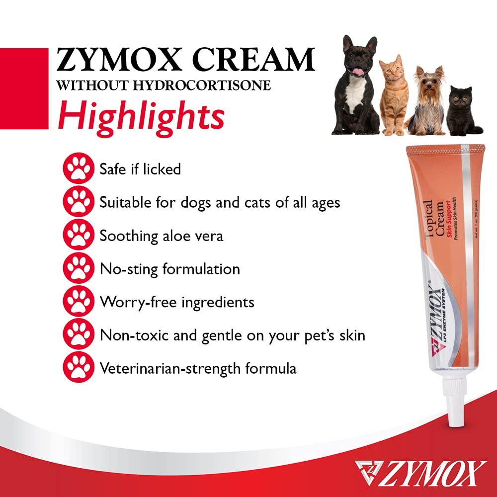 Pet King Brands ZYMOX Veterinarian Strength Topical Cream for Dogs and Cats, 1oz - dailyvitalstore