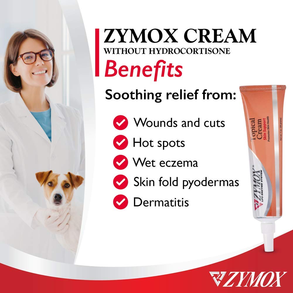 Pet King Brands ZYMOX Veterinarian Strength Topical Cream for Dogs and Cats, 1oz - dailyvitalstore