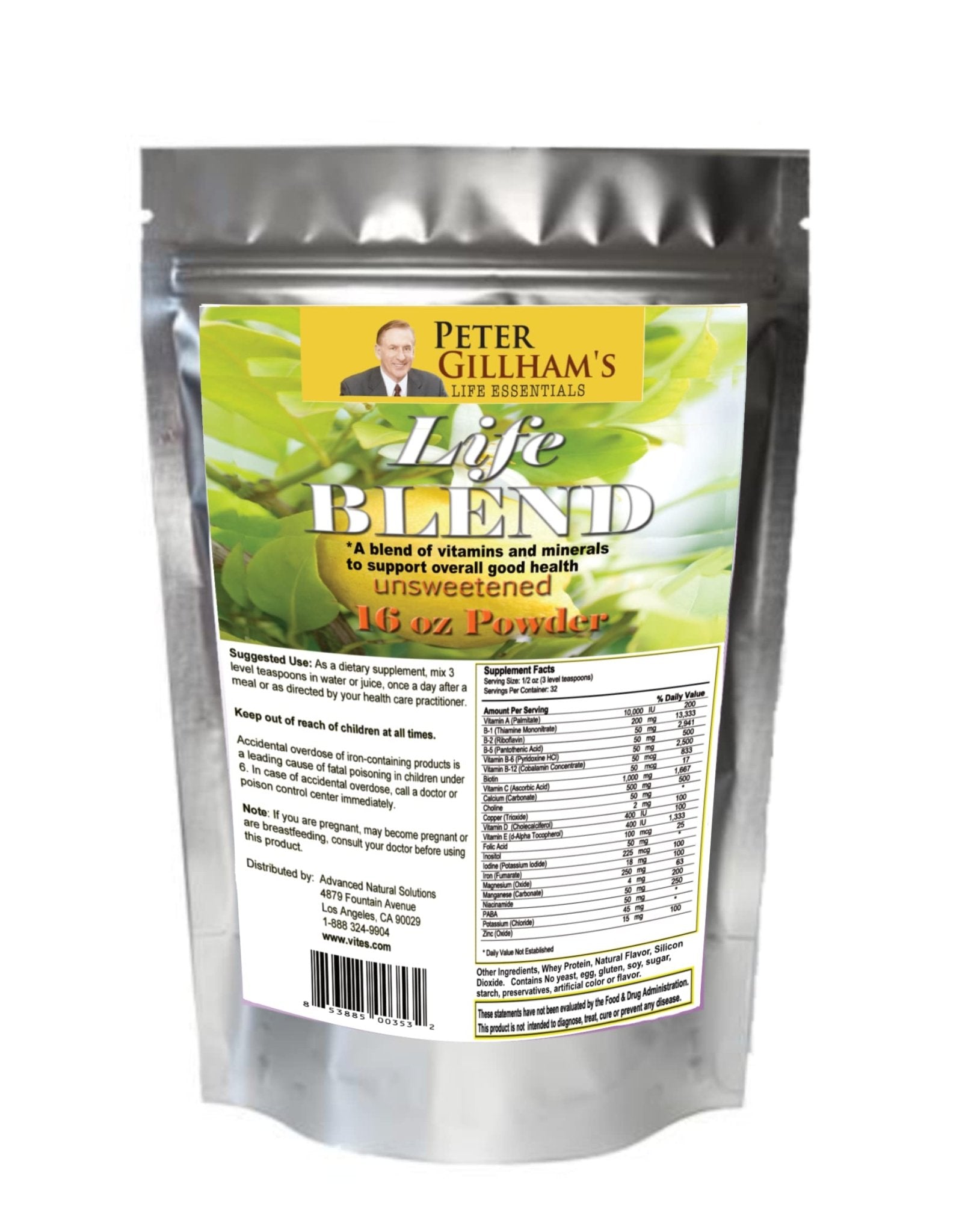 Peter's Choice Life Blend, 16oz, Multivitamin & Mineral Powder, Unsweetened, 32 Servings per Container. Made in The USA - dailyvitalstore