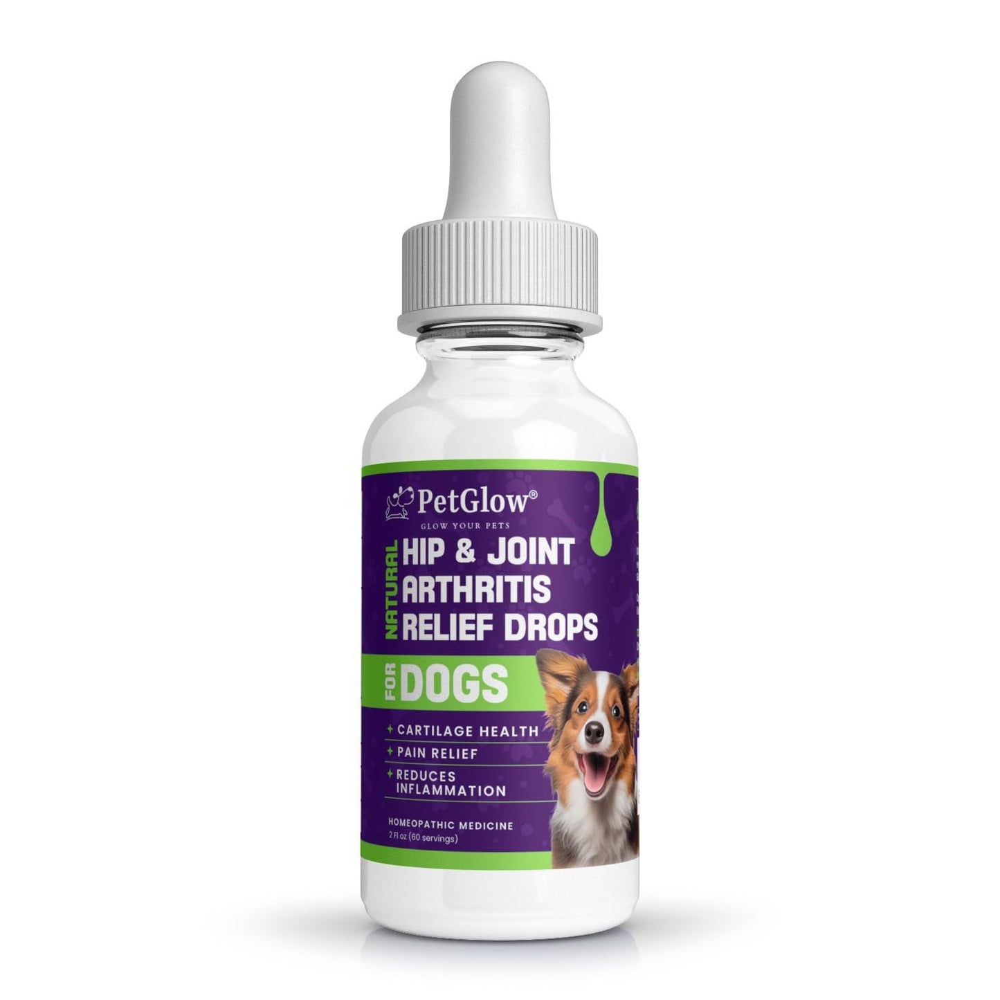 Petglow® Natural Hip & Joint Arthritis Relief Drops with Curcumin & Boswellia, Homeopathic Anti-Inflammatory Formula for Dogs, Cats & Horses, Supports Flexibility, Comfort & Mobility Naturally - dailyvitalstore