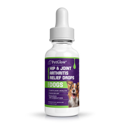 Petglow® Natural Hip & Joint Arthritis Relief Drops with Curcumin & Boswellia, Homeopathic Anti-Inflammatory Formula for Dogs, Cats & Horses, Supports Flexibility, Comfort & Mobility Naturally - dailyvitalstore