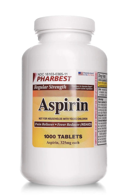 PHARBEST Aspirin 325 mg | Regular Strength | 1000 Count Uncoated Tablets - dailyvitalstore