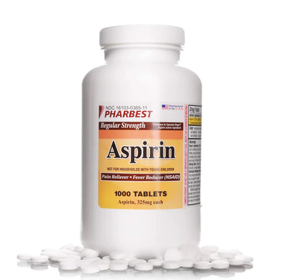 PHARBEST Aspirin 325 mg | Regular Strength | 1000 Count Uncoated Tablets - dailyvitalstore