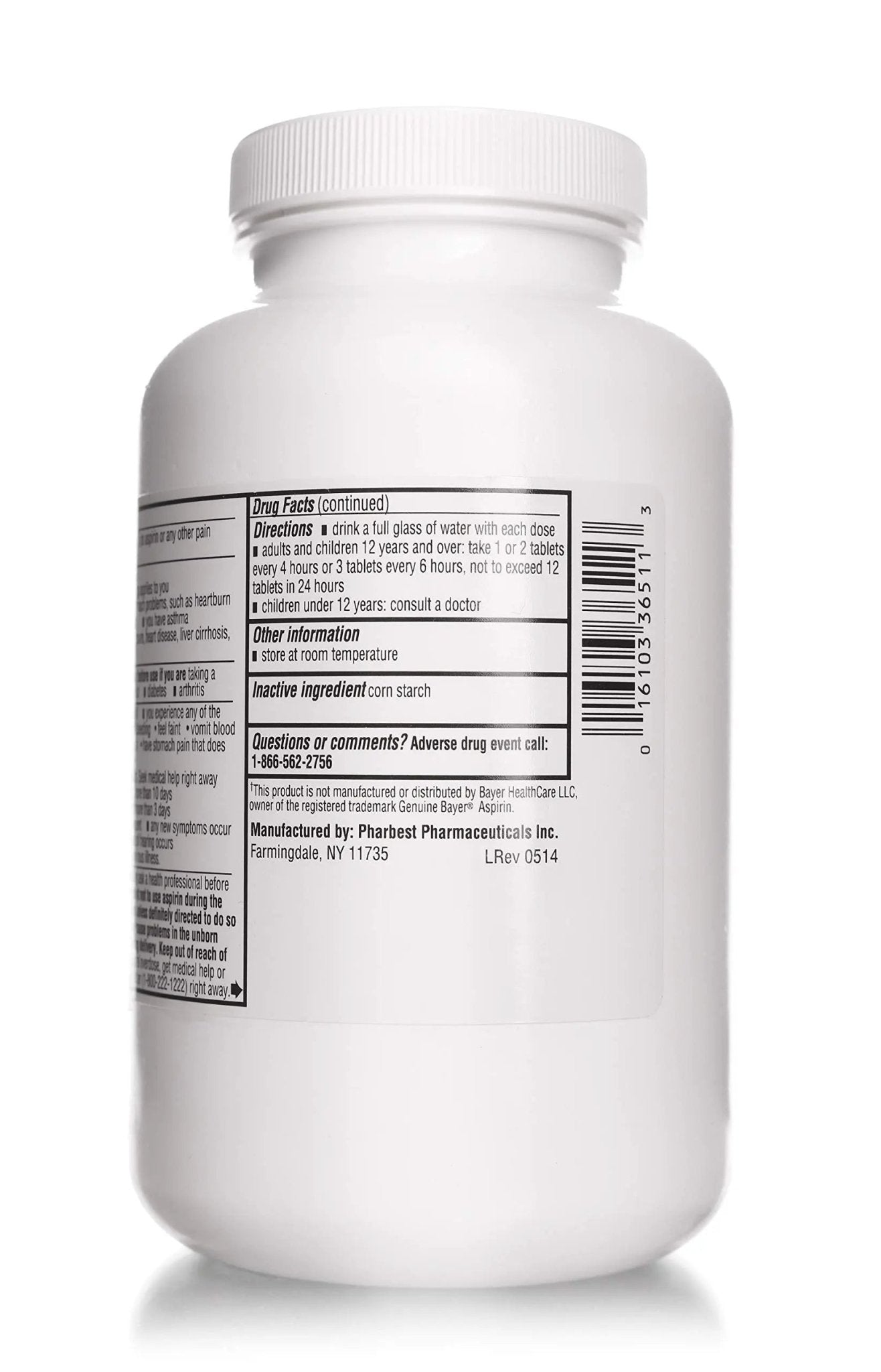 PHARBEST Aspirin 325 mg | Regular Strength | 1000 Count Uncoated Tablets - dailyvitalstore