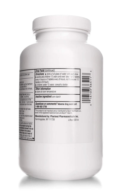 PHARBEST Aspirin 325 mg | Regular Strength | 1000 Count Uncoated Tablets - dailyvitalstore