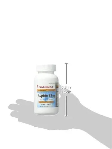 PHARBEST Aspirin 81mg - 1000 Tablets - dailyvitalstore