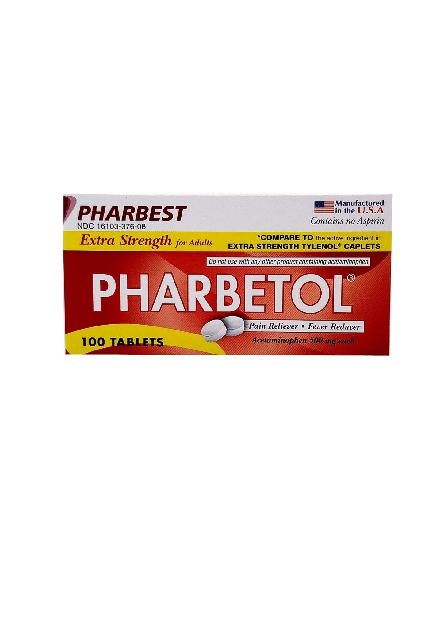 Pharbetol 500mg Extra Strength Tablets 100 Count (Generic Extra Strength) - dailyvitalstore
