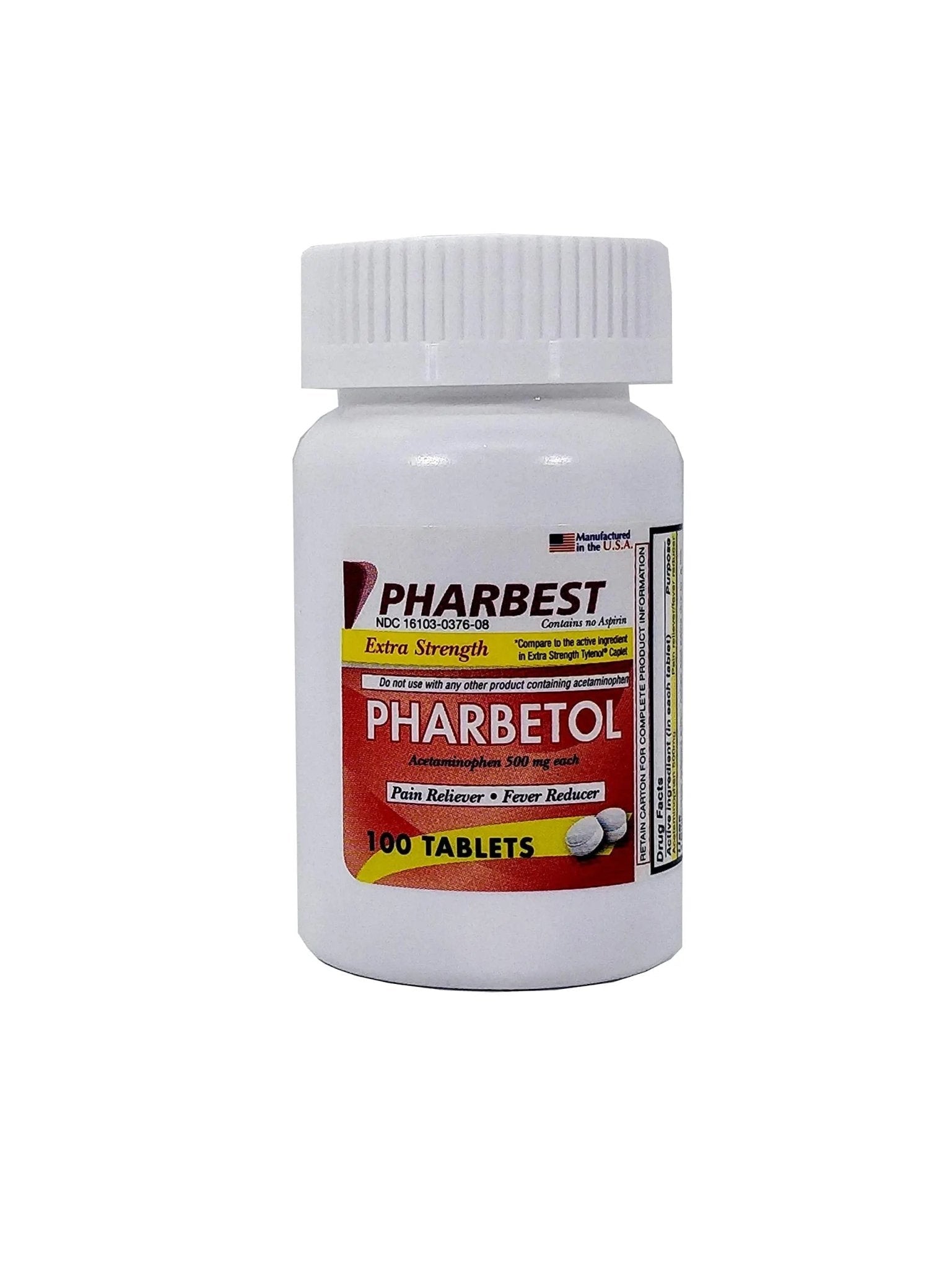 Pharbetol 500mg Extra Strength Tablets 100 Count (Generic Extra Strength) - dailyvitalstore