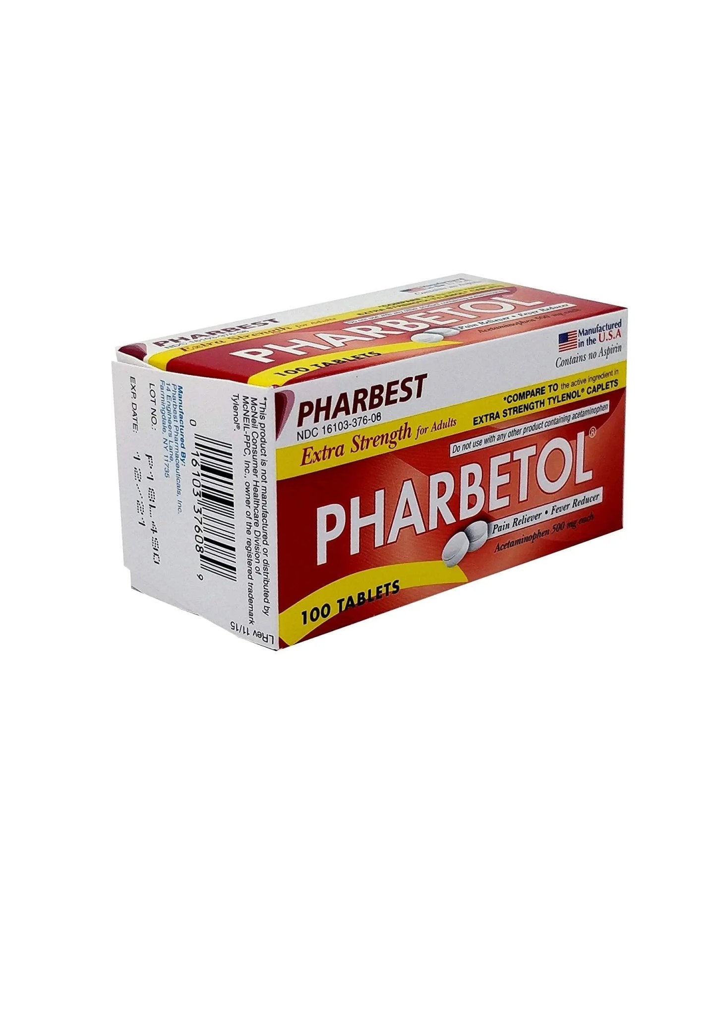 Pharbetol 500mg Extra Strength Tablets 100 Count (Generic Extra Strength) - dailyvitalstore