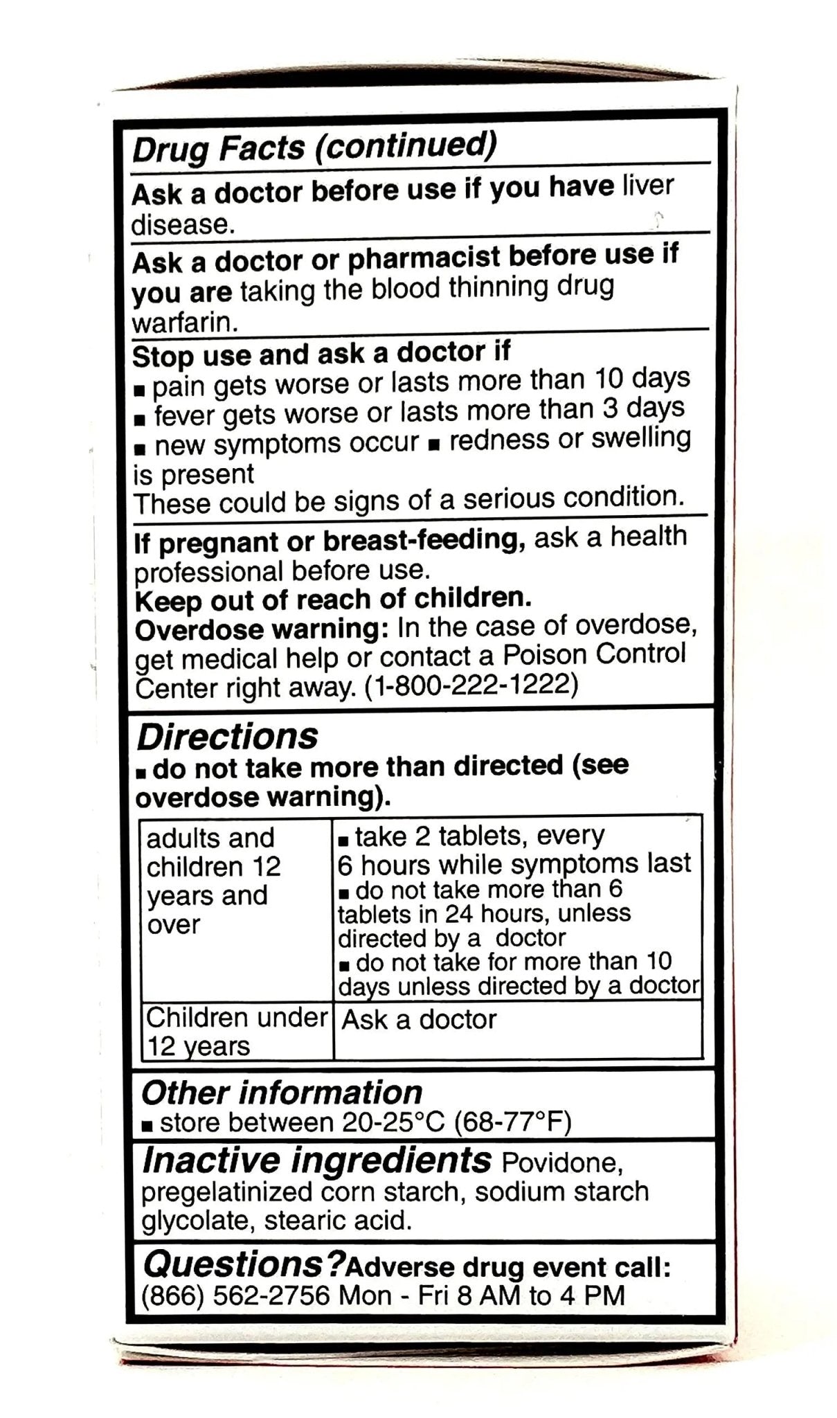 Pharbetol 500mg Extra Strength Tablets 100 Count (Generic Extra Strength) - dailyvitalstore