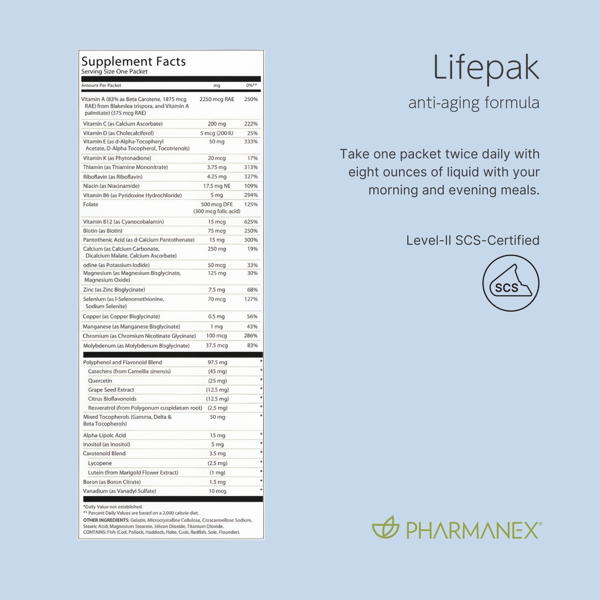 Pharmanex Nu Skin LifePak Advanced Nutritional Supplement for Adults | 60 Daily Packets | Aging, Digestive, and Gut Health Formula with Essential Vitamins, Minerals, and Phytonutrients - dailyvitalstore