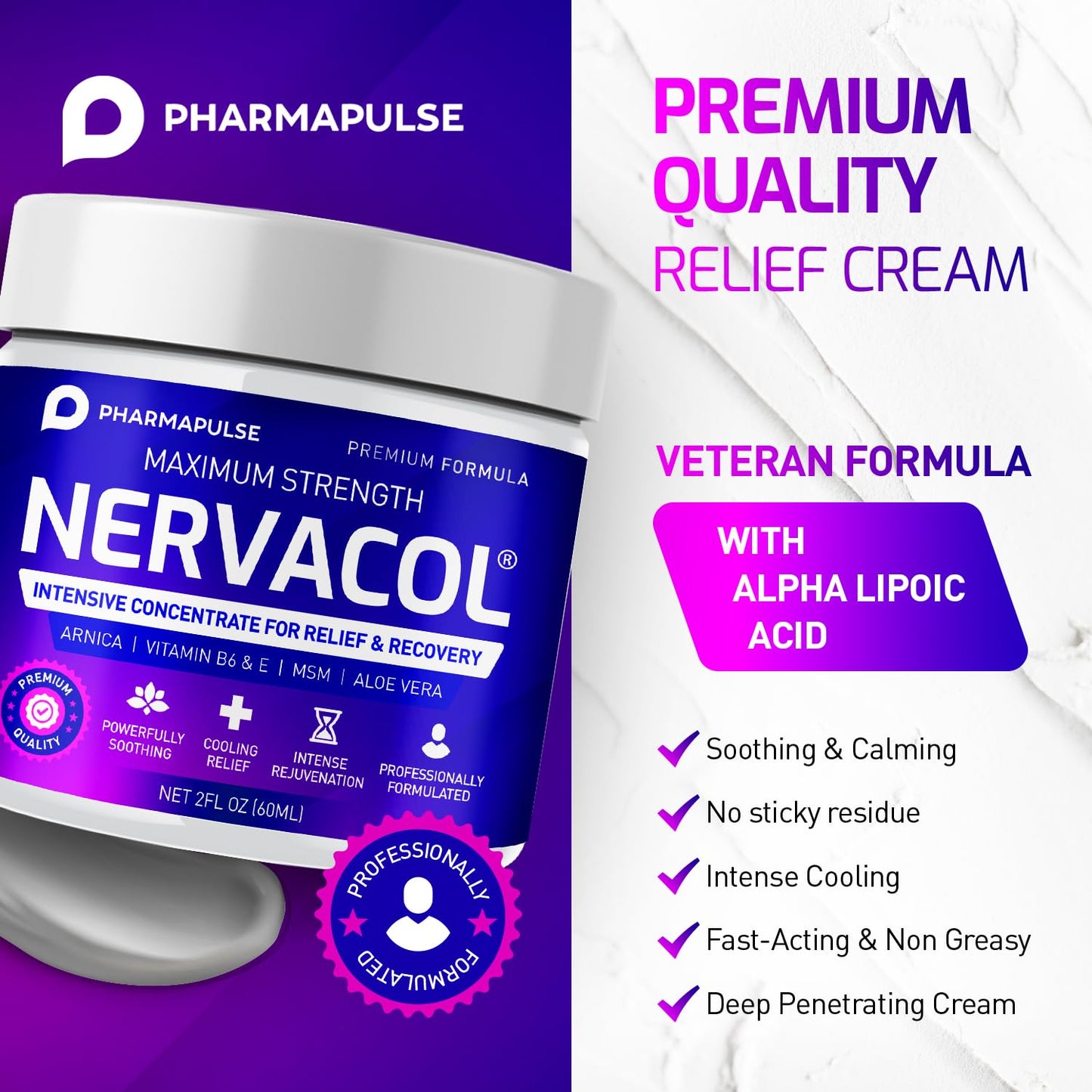 Pharmapulse Neuropathy Cream – Maximum Strength for Feet, Hands, Legs, Toes, Lower Back - Alpha Lipoic Acid, Arnica, Vitamin B6, Aloe Vera, MSM - Effective Soothing - dailyvitalstore