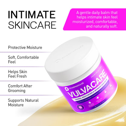 Pharmapulse Vaginal Moisturizer, Vulva Balm Cream, Intimate Skin Care, Menopause Support - Relieves Dryness, Itching, Burning, Redness, Chafing, Odor, Irritation - Estrogen Free 2oz - dailyvitalstore