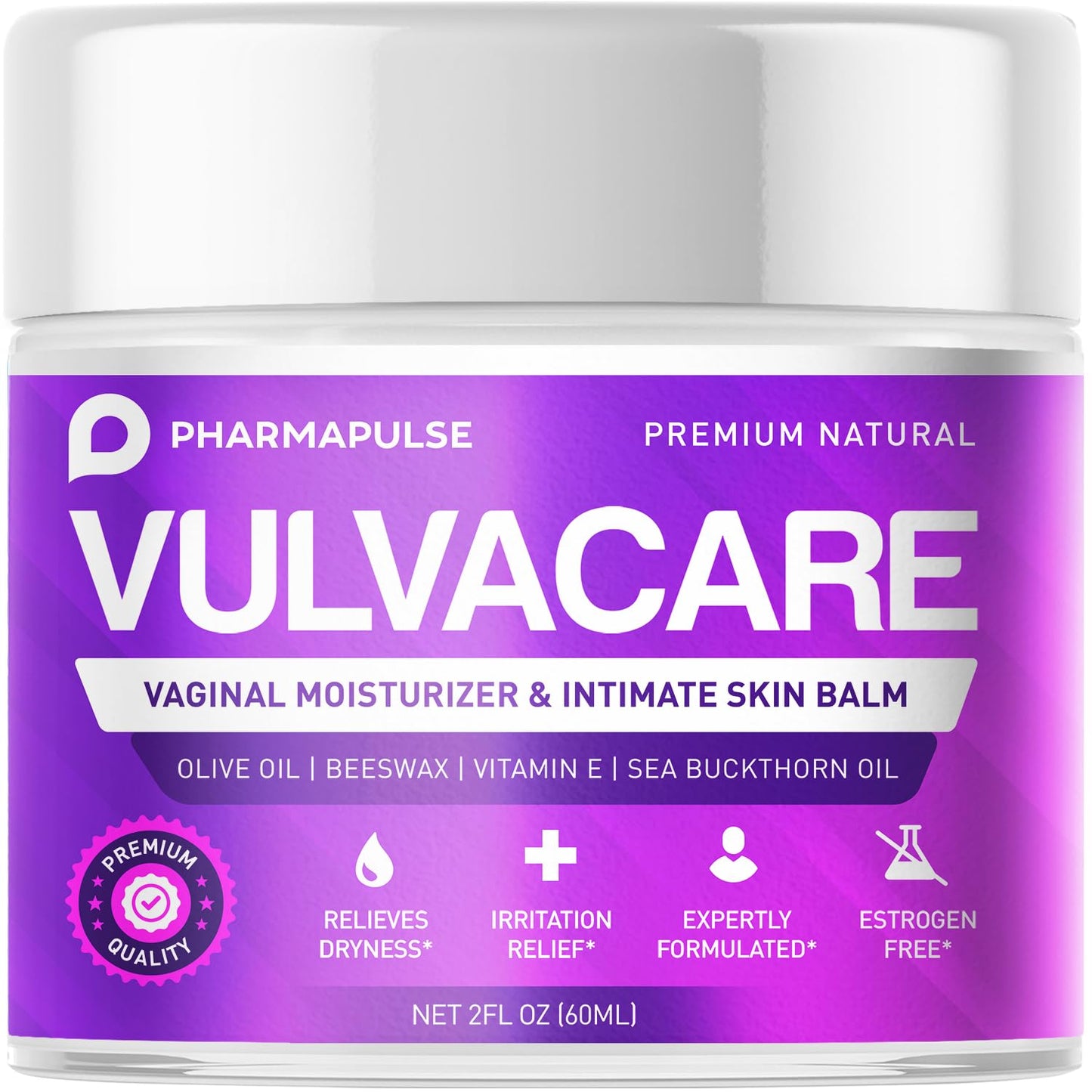Pharmapulse Vaginal Moisturizer, Vulva Balm Cream, Intimate Skin Care, Menopause Support - Relieves Dryness, Itching, Burning, Redness, Chafing, Odor, Irritation - Estrogen Free 2oz - dailyvitalstore