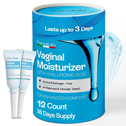Pharmlitalia Vaginal Moisturizer Gel for Vagina Health, Moisturizer Applicators for Vaginal Dryness Relief and Long Lasting Wetness - Pre and Post Menopausal - 12 Pre Filled Applicators - dailyvitalstore