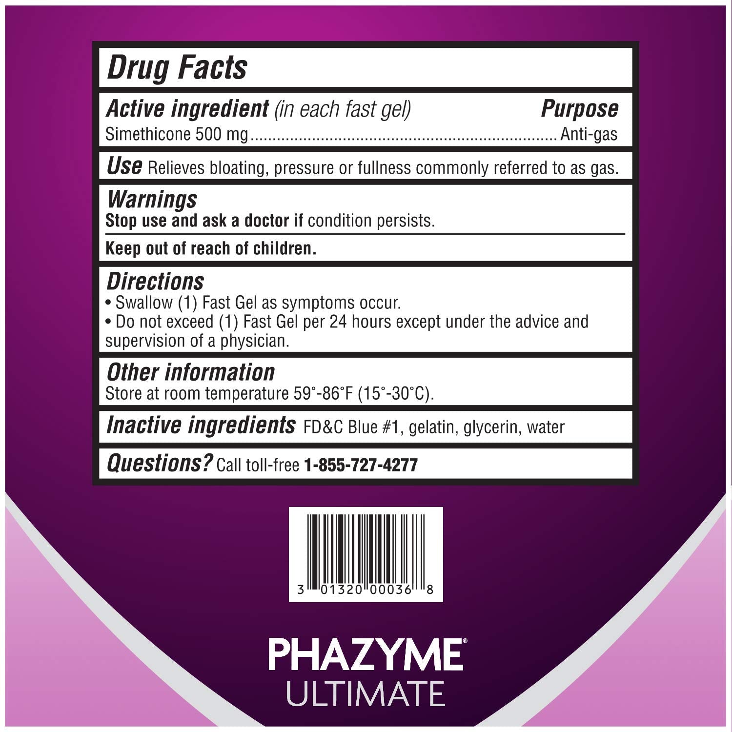 Phazyme Ultimate Strength Anti-Gas 500 mg Simethicone Gas Relief for Adults, Fast Gels Quickly Ease Bloating, Pressure and Discomfort, 20 Count - dailyvitalstore