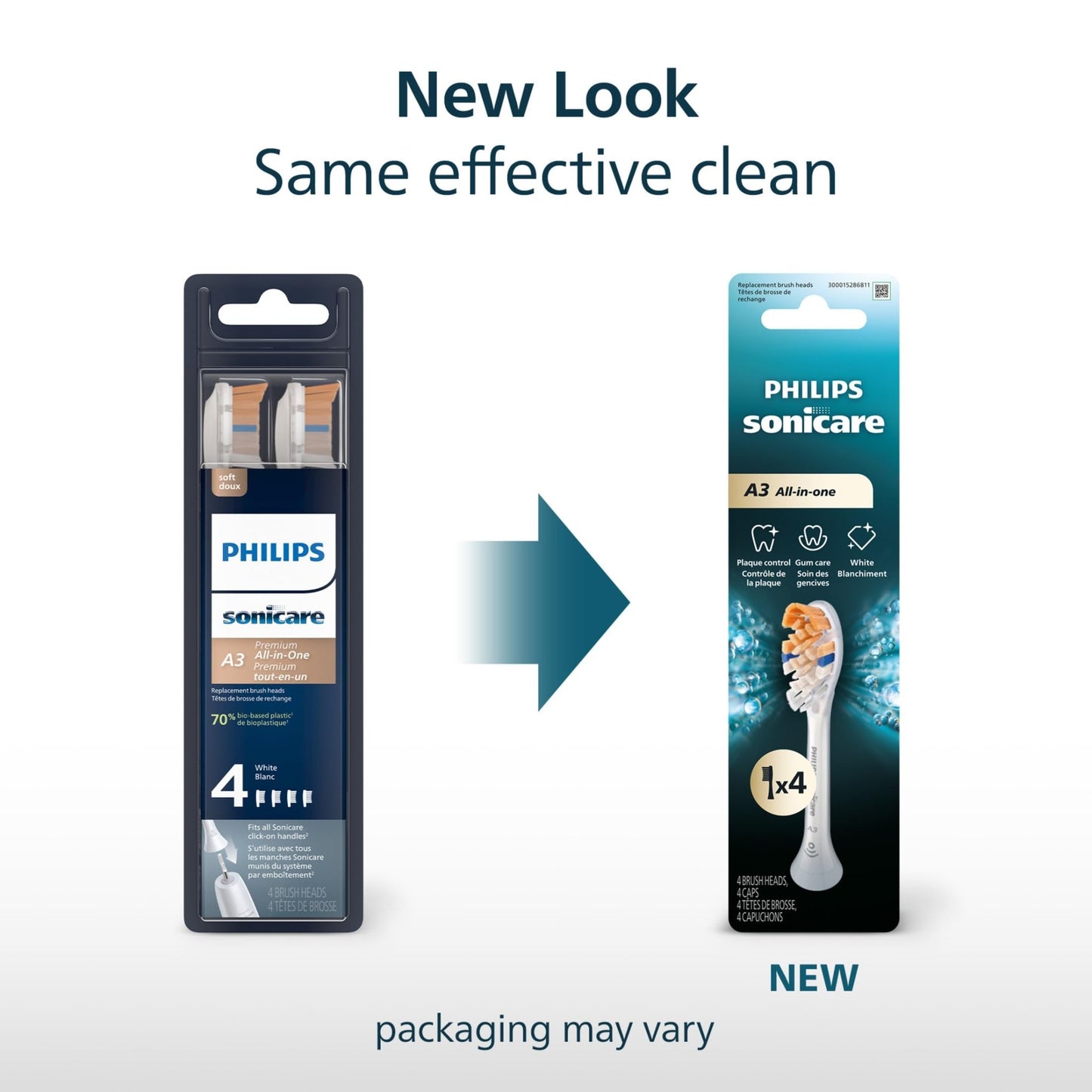 Philips Sonicare A3 All-in-One - Genuine Replacement Electric Toothbrush Heads, White, 4 Pack One Year Supply, HX9094/65 - dailyvitalstore