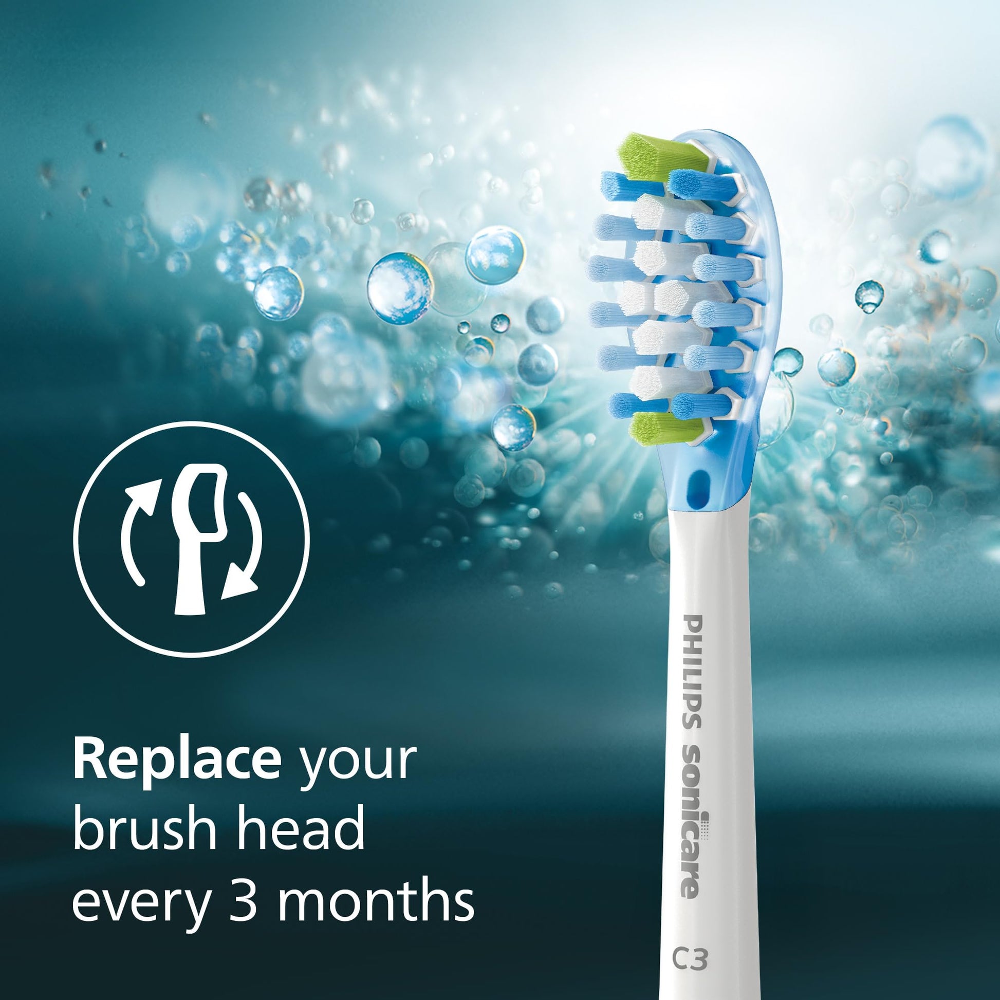 Philips Sonicare C3 Two-in-One - Genuine Replacement Electric Toothbrush Heads, White, 4 Pack One Year Supply, HX9044/65 - dailyvitalstore