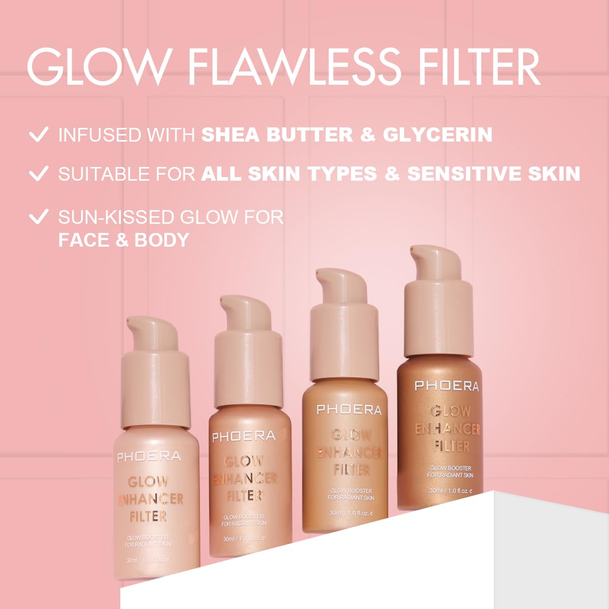 PHOERA Skin Glow Tint Foundation,Natural Radiant Flawless Filter Effect Silk Perfect Illuminating Foundation. (03 Medium) - dailyvitalstore