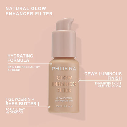 PHOERA Skin Glow Tint Foundation,Natural Radiant Flawless Filter Effect Silk Perfect Illuminating Foundation. (03 Medium) - dailyvitalstore