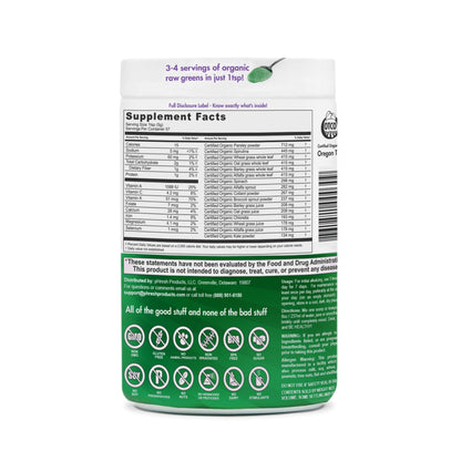 pHresh - Greens Raw Alkalizing Superfood Greens Powder - 2 Month Supply - Vegan, Kosher, Gluten Free - Natural Enzymes, Nutrients - Approved for Intermittent Fasting - 10 oz - dailyvitalstore