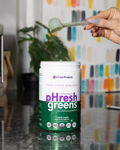 pHresh - Greens Raw Alkalizing Superfood Greens Powder - 2 Month Supply - Vegan, Kosher, Gluten Free - Natural Enzymes, Nutrients - Approved for Intermittent Fasting - 10 oz - dailyvitalstore