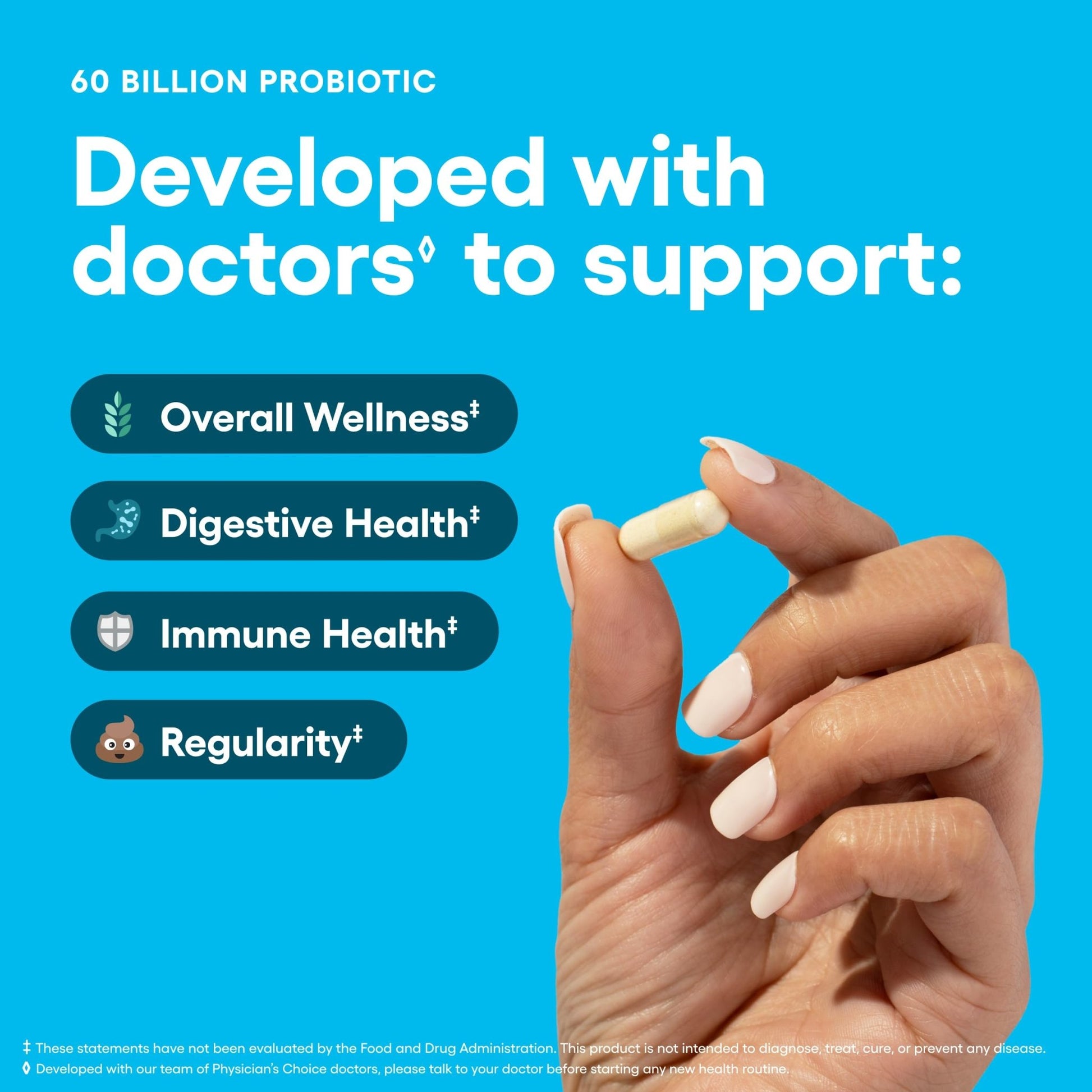 Physician's CHOICE Probiotics 60 Billion CFU - 10 Strains + Organic Prebiotics - Immune, Digestive & Gut Health - Supports Occasional Constipation, Diarrhea, Gas & Bloating - dailyvitalstore