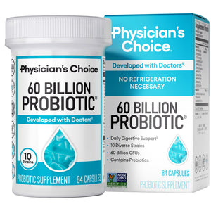 Physician's CHOICE Probiotics 60 Billion CFU - 10 Strains + Organic Prebiotics - Immune, Digestive & Gut Health - Supports Occasional Constipation, Diarrhea, Gas & Bloating - for Women & Men - 84ct - dailyvitalstore