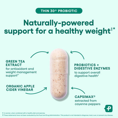 Physician's CHOICE Probiotics for Weight Management & Bloating - 6 Probiotic Strains - Prebiotics - Key ingredient Cayenne - Supports Gut Health - Weight Management for Women & Men - Green Tea - 30 CT - dailyvitalstore