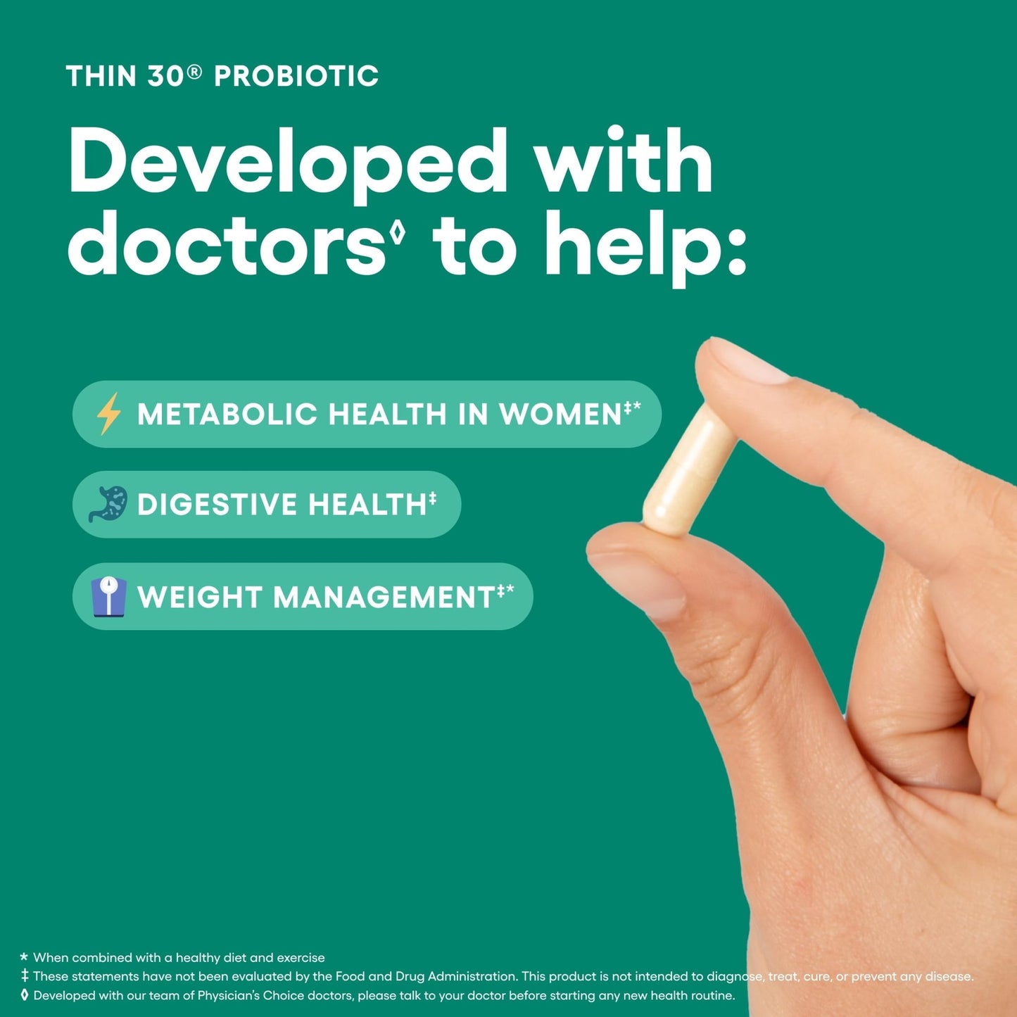Physician's CHOICE Probiotics for Weight Management & Bloating - 6 Probiotic Strains - Prebiotics - Key ingredient Cayenne - Supports Gut Health - Weight Management for Women & Men - Green Tea - 30 CT - dailyvitalstore