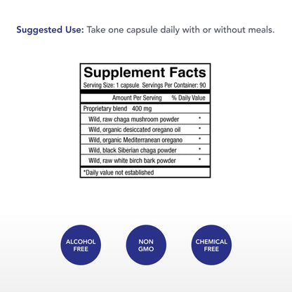 Physician's Strength ChagaStrength - 90 Capsules - Wild, Raw Chaga Complex - Immune & Physical Support - Non-GMO - 90 Servings - dailyvitalstore