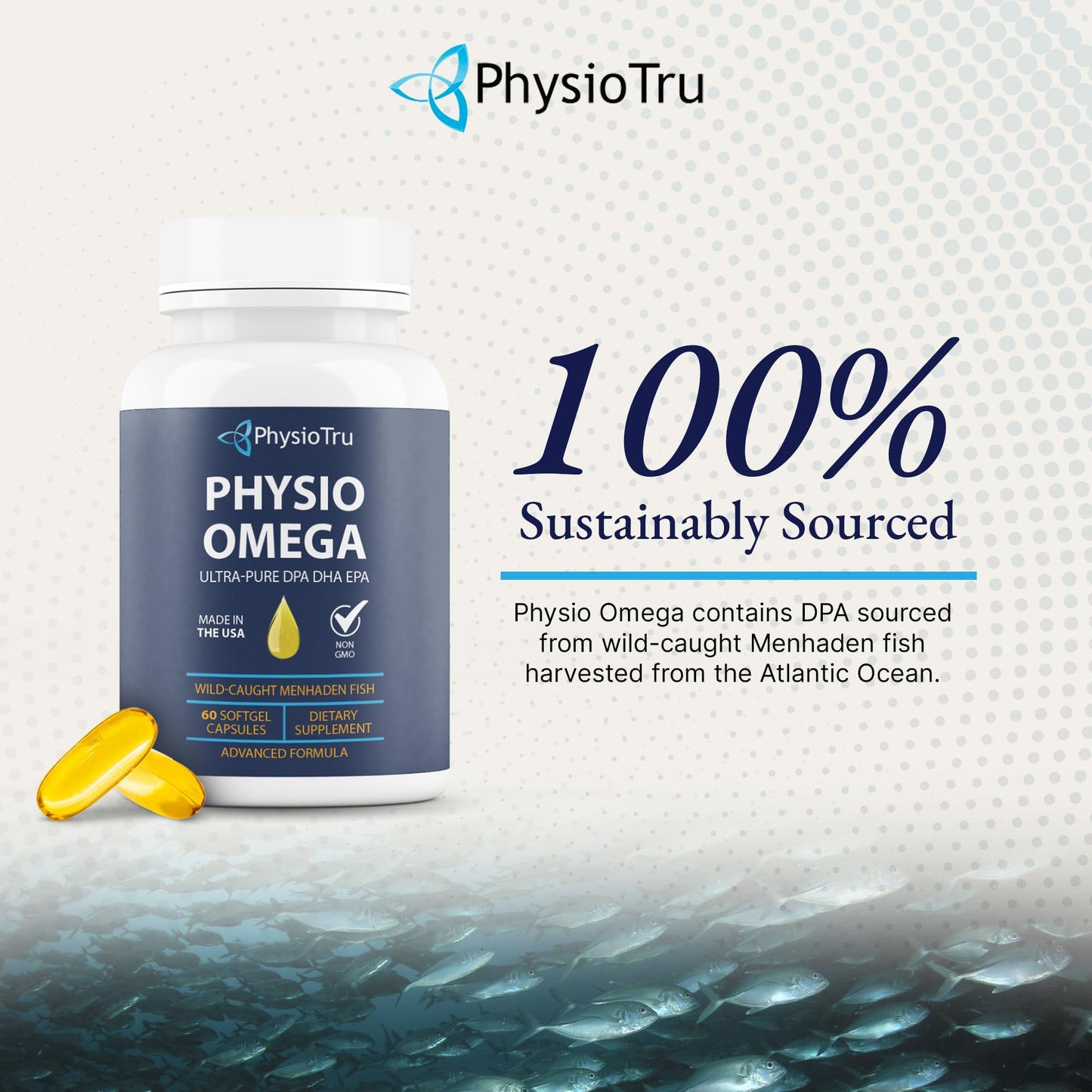 Physio Omega 2400mg Fish Oil with Omega 3 Fatty Acid Supplement - Vascular & Cognitive Supplements for Adults - Non-GMO, Burpless, Light Citrus Flavor - dailyvitalstore