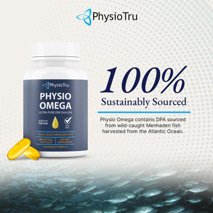 Physio Omega 2400mg Fish Oil with Omega 3 Fatty Acid Supplement - Vascular & Cognitive Supplements for Adults - Non-GMO, Burpless, Light Citrus Flavor - dailyvitalstore