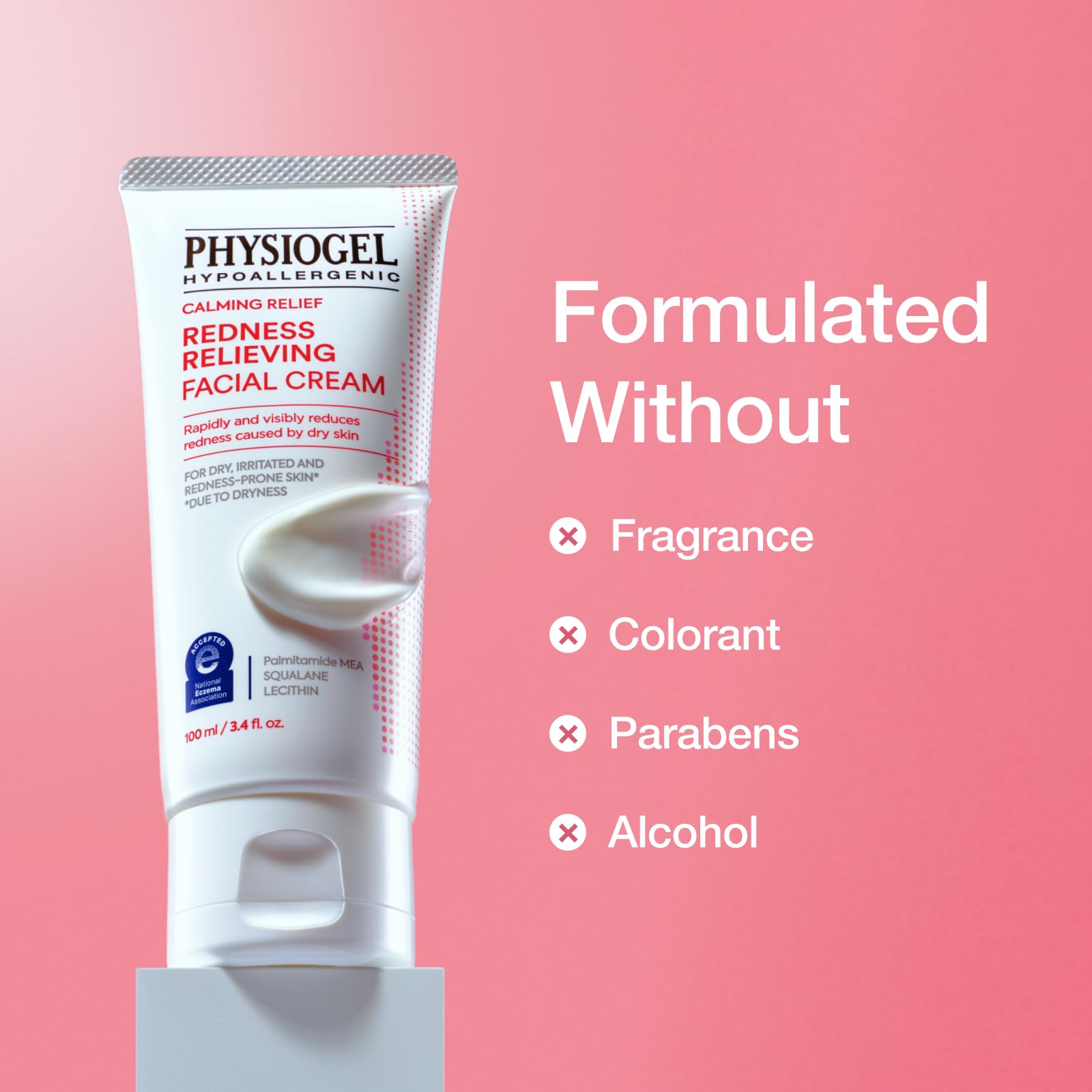 PHYSIOGEL Calming Relief Redness Relieving Facial Cream, Soothing Face Moisturizer with Squalane, For Dry, Irritated & Redness-Prone Skin, 3.4 fl. oz. - dailyvitalstore