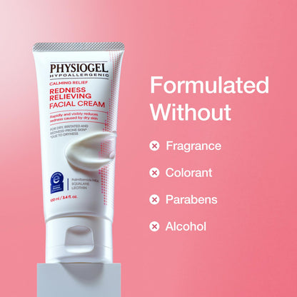 PHYSIOGEL Calming Relief Redness Relieving Facial Cream, Soothing Face Moisturizer with Squalane, For Dry, Irritated & Redness-Prone Skin, 3.4 fl. oz. - dailyvitalstore