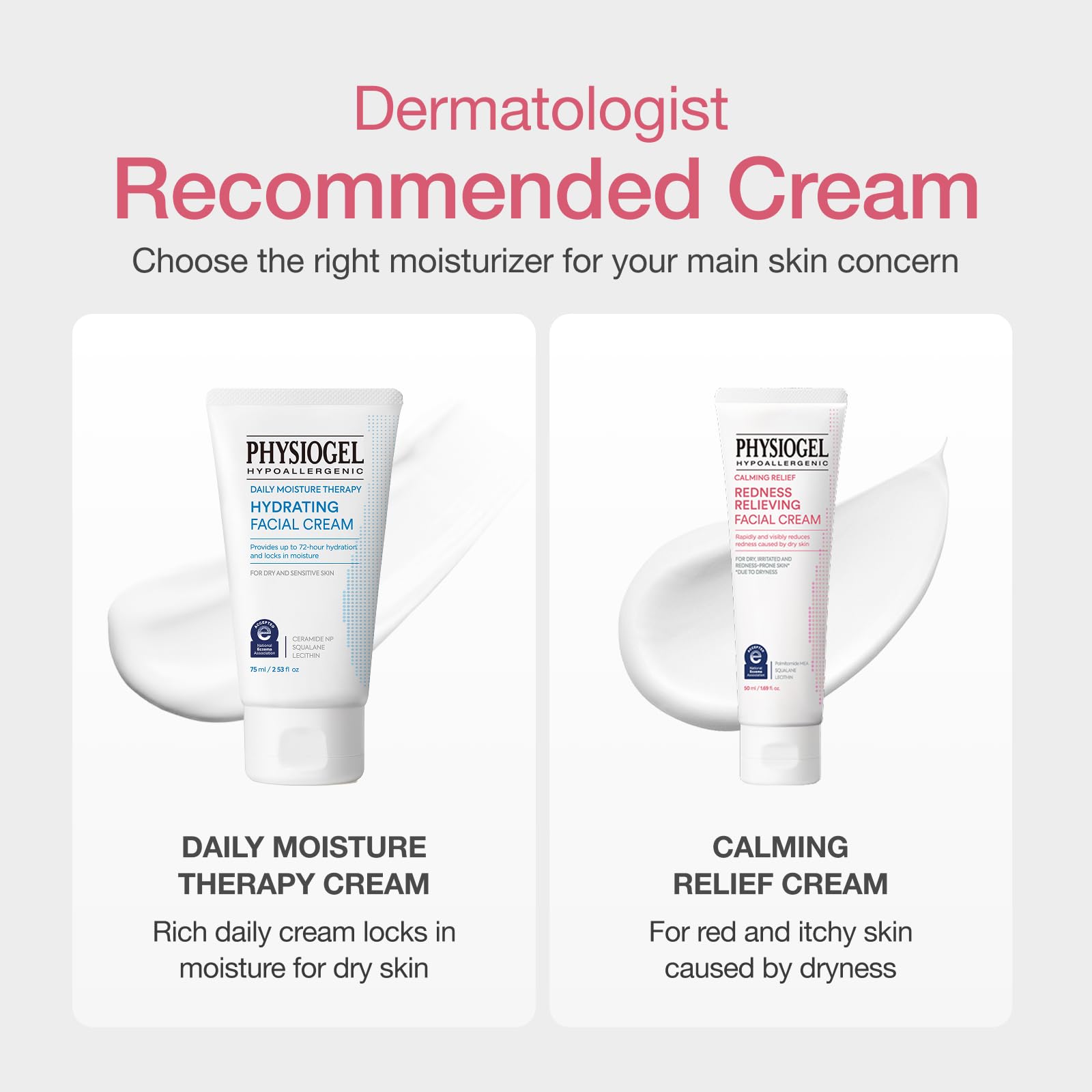 PHYSIOGEL Calming Relief Redness Relieving Facial Cream, Soothing Face Moisturizer with Squalane, For Dry, Irritated & Redness-Prone Skin, 3.4 fl. oz. - dailyvitalstore