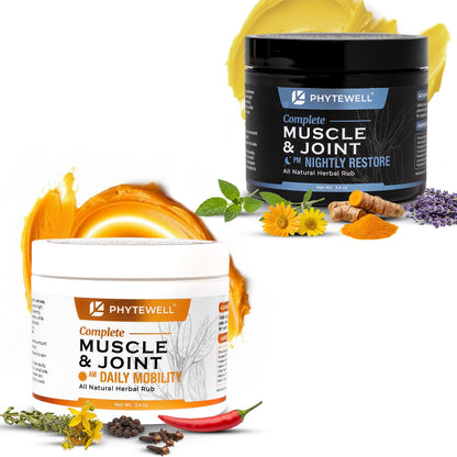 PHYTEWELL Muscle & Joint Rub Balm - Day & Night Pain Relief for Back, Knee, & Shoulder - Crafted with Arnica, Clove & Black Pepper to Support Recovery & Relaxation – Premium Non-Greasy Texture - dailyvitalstore
