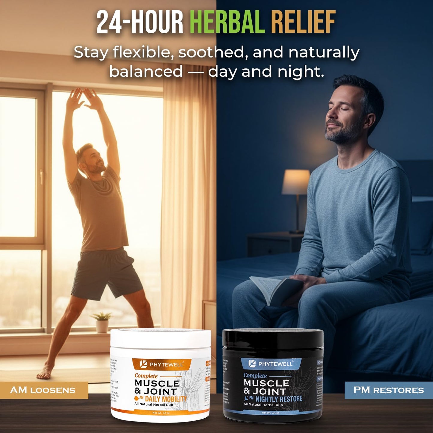 PHYTEWELL Muscle & Joint Rub Balm - Day & Night Pain Relief for Back, Knee, & Shoulder - Crafted with Arnica, Clove & Black Pepper to Support Recovery & Relaxation – Premium Non-Greasy Texture - dailyvitalstore