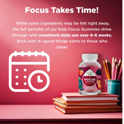 Phytoral Vegan Kids Focus Gummies - Potent Chewable Brain Support for Children - Enhances Concentration & Memory - Calming Supplements & Focus Gummies for Kids - Non-GMO & Gluten-Free - 60 Count - dailyvitalstore