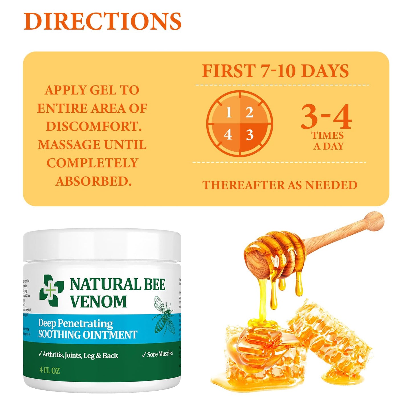 PIBIOOMAP Oringal Natural Bee Venom Serum Joint & Muscle & Bone Cream, Fast Acting, Relief Back, Shoulder, Back, Neck, Hands, Elbows, Feet, Leg, Knees, Ankle, for Adults, Elderly - dailyvitalstore