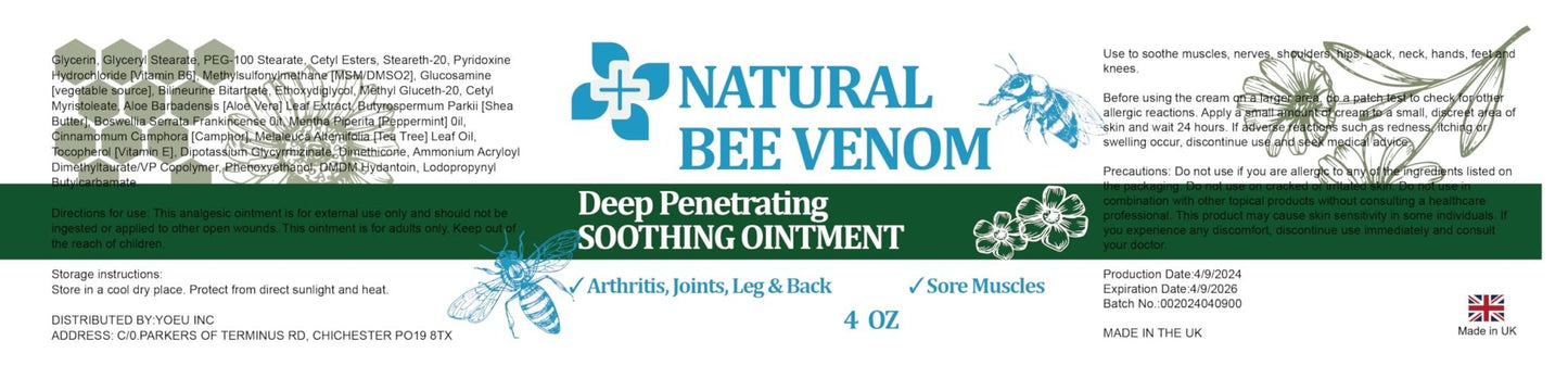 PIBIOOMAP Zealand Bee Venom Serum Gel, Professional for Joint, Muscle, Bone Cream, 24h Fast Release, Soothing Powerful for Back, Neck, Hand, Foot, Knee, Muscle, Shoulder, Hip, Nerve - dailyvitalstore