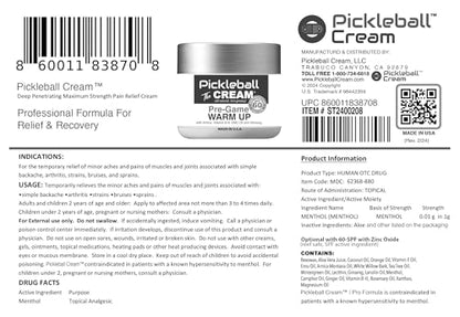 Pickleball Cream PRE-Game Warm UP SPF 60 Joint & Muscle Therapy Cream Grip Strength Pickleball Paddle Control Accurate Ball Shots Joints Muscles Metabolism Oxygen Pain Prevention Maximum Performance - dailyvitalstore
