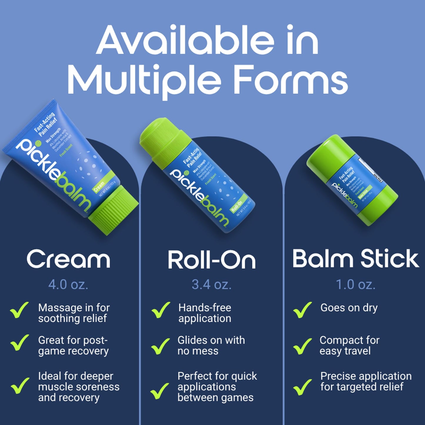 PickleBalm Pickleball In-Game Muscle Pain Relief Roll-On with 4% Lidocaine, Arnica, Menthol, Cucumber Seed Extract for Shoulders, Knees, Wrists, and More, 3.4oz Roll-On Applicator - dailyvitalstore
