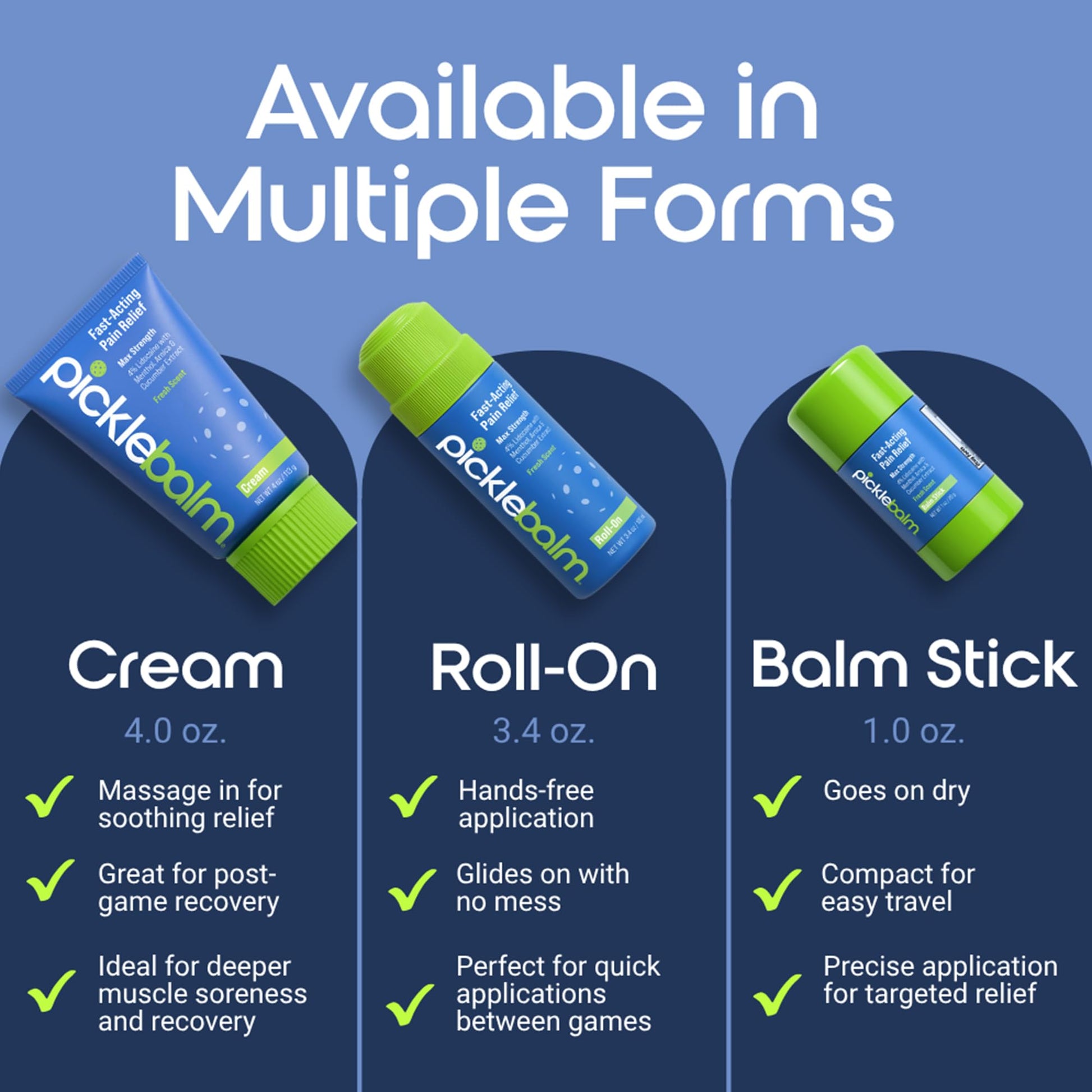PickleBalm Pickleball In-Game Muscle Pain Relief Roll-On with 4% Lidocaine, Arnica, Menthol, Cucumber Seed Extract for Shoulders, Knees, Wrists, and More, 3.4oz Roll-On Applicator - dailyvitalstore