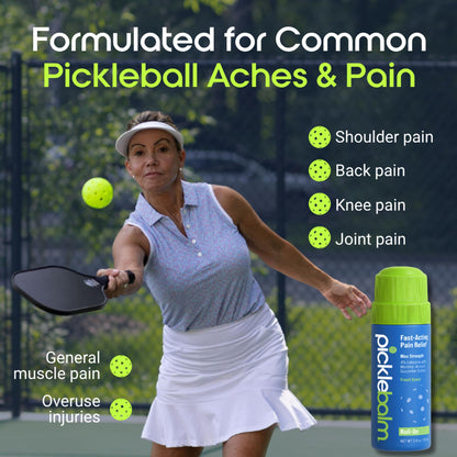 PickleBalm Pickleball In-Game Muscle Pain Relief Roll-On with 4% Lidocaine, Arnica, Menthol, Cucumber Seed Extract for Shoulders, Knees, Wrists, and More, 3.4oz Roll-On Applicator - dailyvitalstore