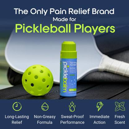 PickleBalm Pickleball In-Game Muscle Pain Relief Roll-On with 4% Lidocaine, Arnica, Menthol, Cucumber Seed Extract for Shoulders, Knees, Wrists, and More, 3.4oz Roll-On Applicator - dailyvitalstore