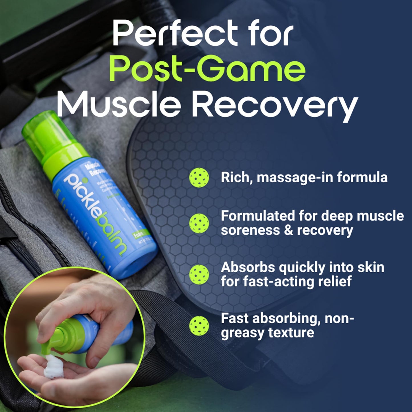PickleBalm Pickleball Post-Game Foam Muscle Cramp Relief and Relaxer with Magnesium Sulphate, Arnica & Cucumber Extract for Pain and Leg Cramps, Sore Muscle Relief, 7.1oz Bottle - dailyvitalstore