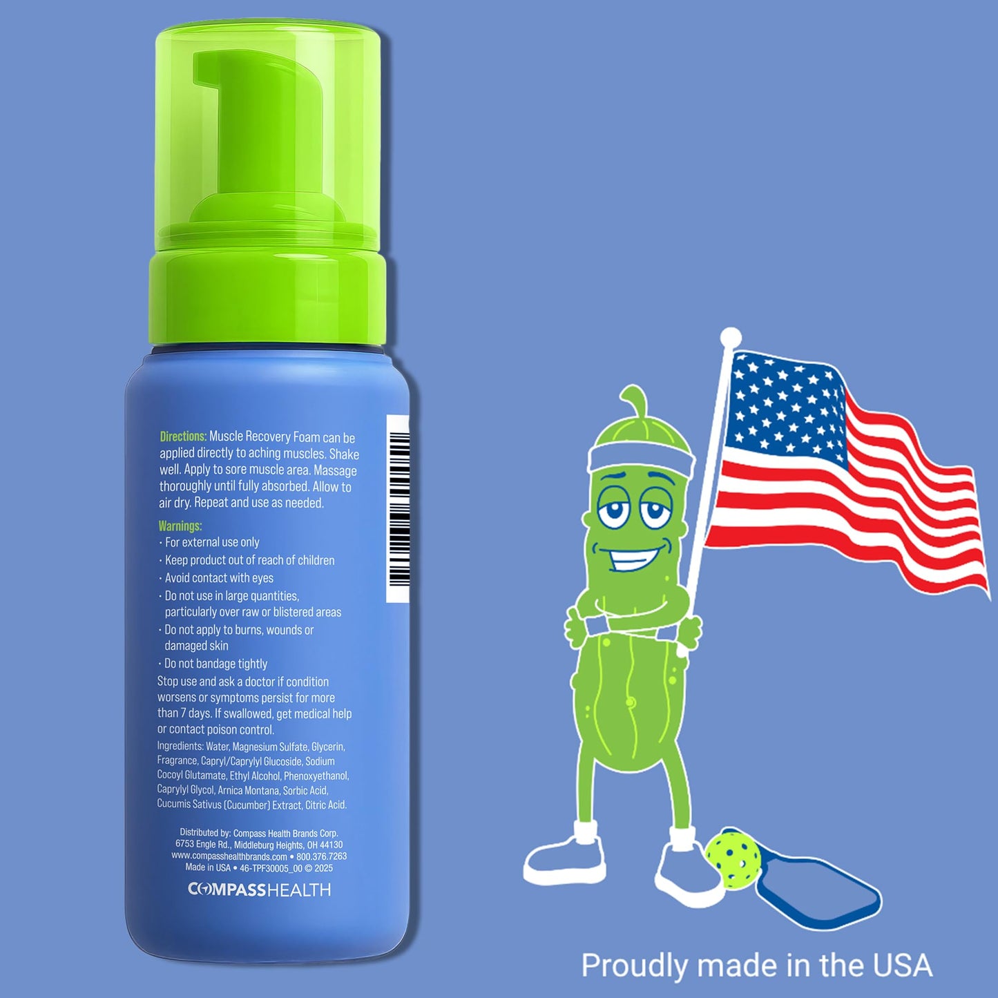 PickleBalm Pickleball Post-Game Foam Muscle Cramp Relief and Relaxer with Magnesium Sulphate, Arnica & Cucumber Extract for Pain and Leg Cramps, Sore Muscle Relief, 7.1oz Bottle - dailyvitalstore